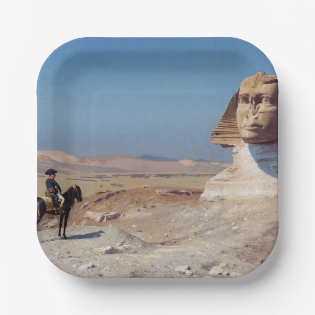 Napoleon Bonaparte Before the Sphinx (by Gérôme) Paper Plate (Front)