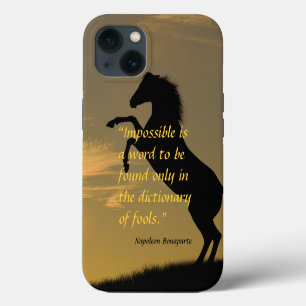 Napoleon Bonaparte Powerful Quote horse background iPhone 13 Case