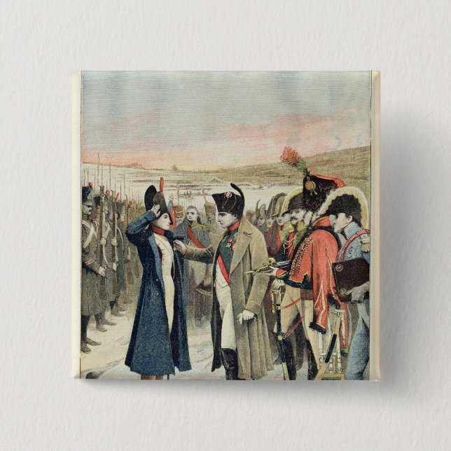 Napoleon Bonaparte  presenting the female 2 Inch Square Button (Front)