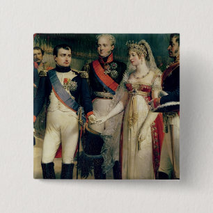 Napoleon Bonaparte Receiving Queen Louisa 2 Inch Square Button