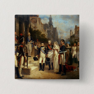 Napoleon Bonaparte Receiving Queen Louisa 2 Inch Square Button