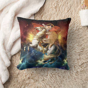 Napoleon Cat in Space Throw Pillow