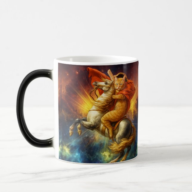 Napoleon Cat Riding Horse Through Galaxy           Magic Mug (Left)