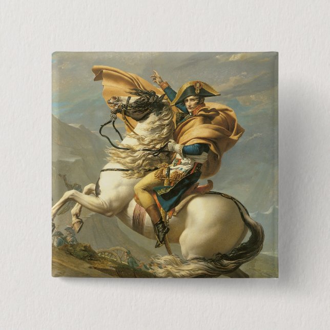 Napoleon  Crossing the Alps at the St Bernard 2 Inch Square Button (Front)
