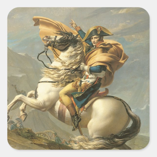 Napoleon  Crossing the Alps at the St Bernard Square Sticker (Front)