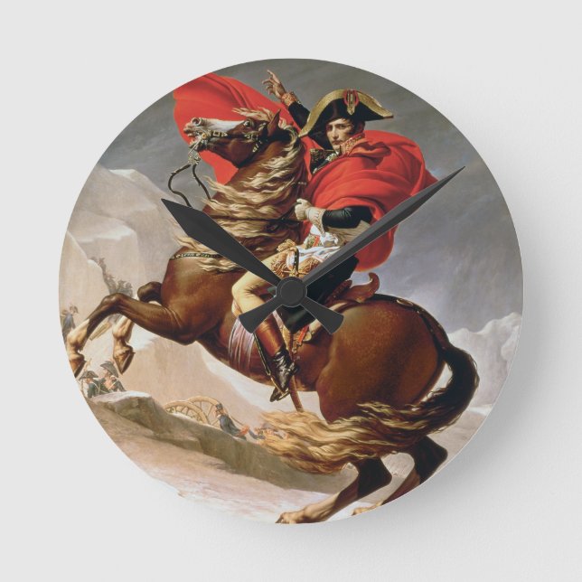 Napoleon Crossing the Alps, c.1800 (oil on canvas) Round Clock (Front)