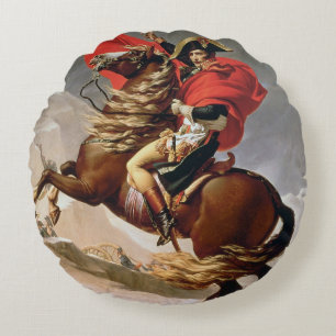 Napoleon Crossing the Alps, c.1800 (oil on canvas) Round Pillow