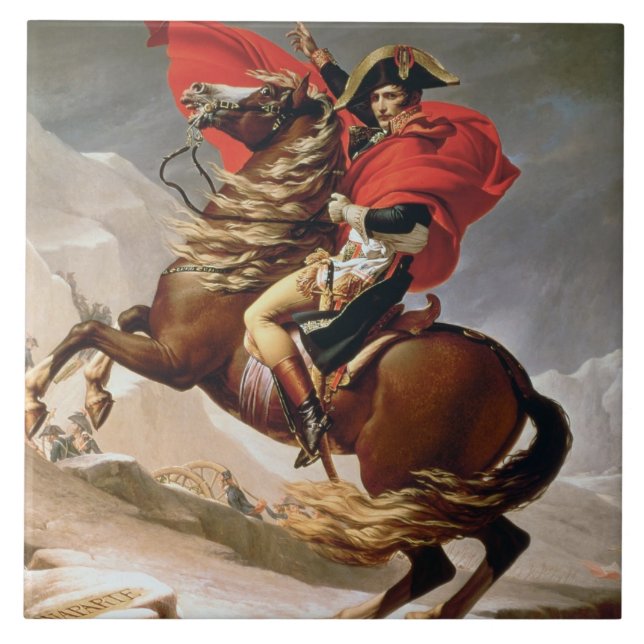 Napoleon Crossing the Alps, c.1800 (oil on canvas) Tile (Front)