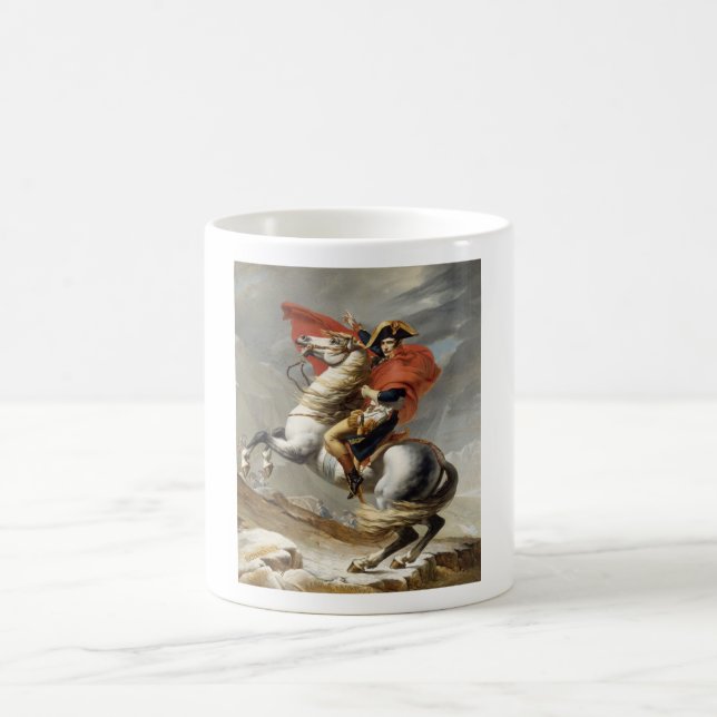 Napoleon Crossing the Alps -- Jacques-Louis David Coffee Mug (Center)