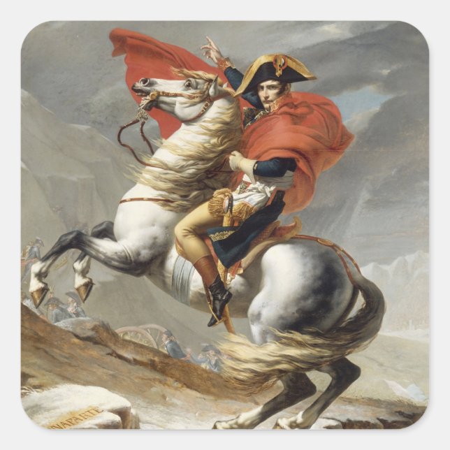 Napoleon Crossing the Alps - Jacques-Louis David Square Sticker (Front)