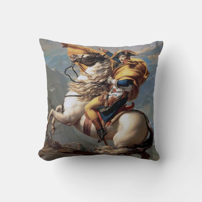 Napoleon Crossing the Alps, Jacques-Louis David Throw Pillow (Front)