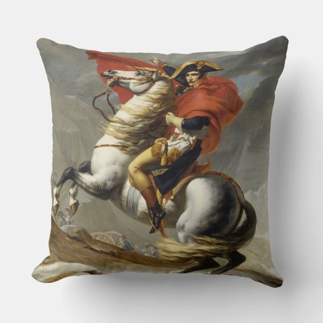 Napoleon Crossing the Grand Saint-Bernard Pass Throw Pillow (Front)