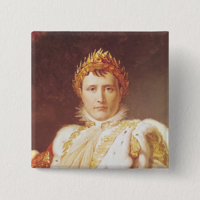 Napoleon I  in Coronation Robes, c.1804 2 Inch Square Button (Front)