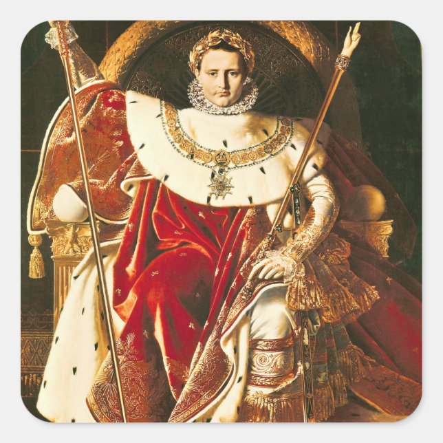 Napoleon I  on the Imperial Throne, 1806 Square Sticker (Front)
