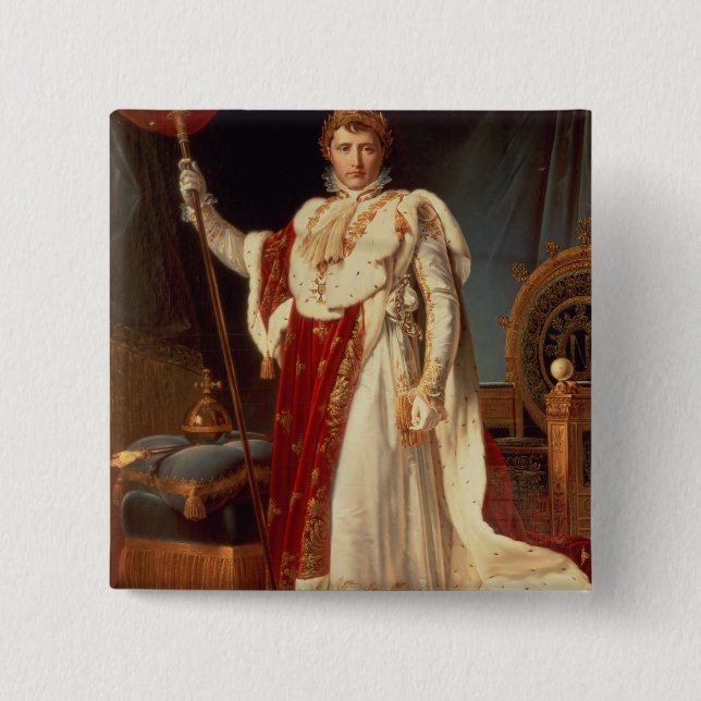 Napoleon in Coronation Robes, c.1804 2 Inch Square Button (Front)