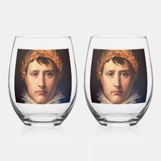 Napoleon Laurel-Wreath Crowned Hero Stemless Wine Glass
