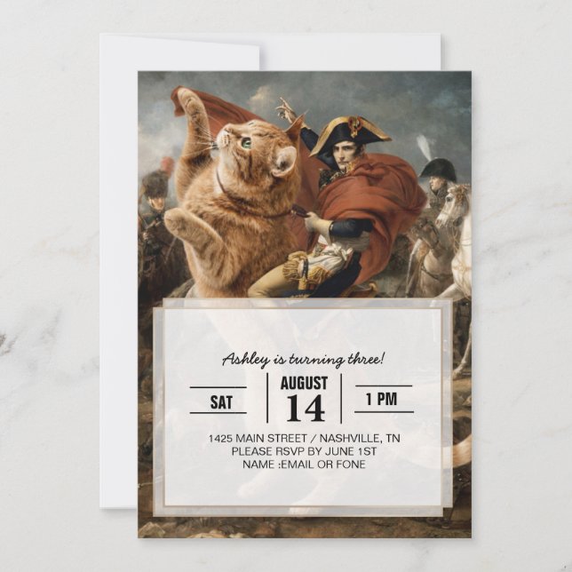 Napoleon Riding Giant Battle Cat                   Invitation (Front)