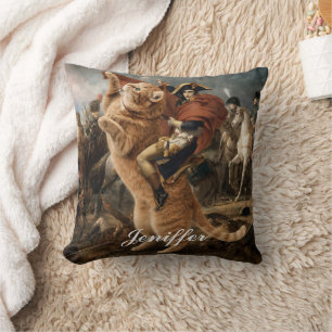 Napoleon Riding Giant Battle Cat Throw Pillow