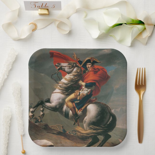 Napoleon with Horse, Battle of St. Bernard Pass Paper Plate (Wedding)