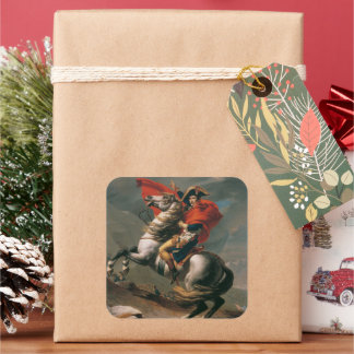 Napoleon with Horse, Battle of St. Bernard Pass Square Sticker