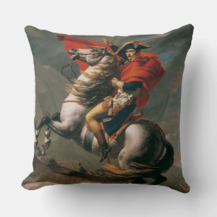 Napoleon with Horse, Battle of St. Bernard Pass Throw Pillow