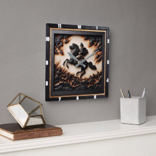 Napoleonic Cavalry Charger Sprinting Square Wall Clock