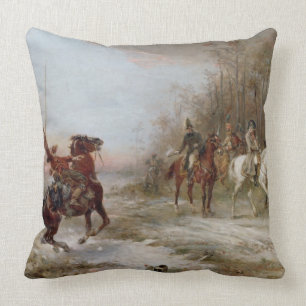 Napoleon's Peril at Brienne-le-Chateau, c.1891 (oi Throw Pillow