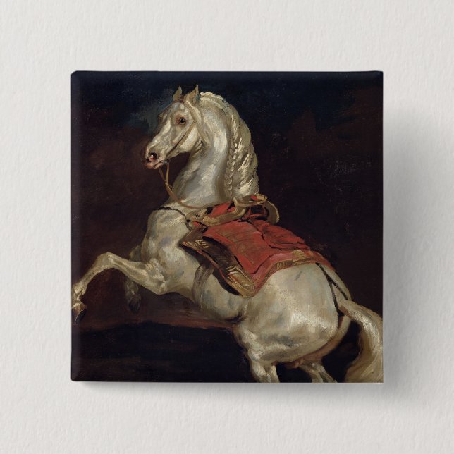 Napoleon's Stallion, Tamerlan 2 Inch Square Button (Front)