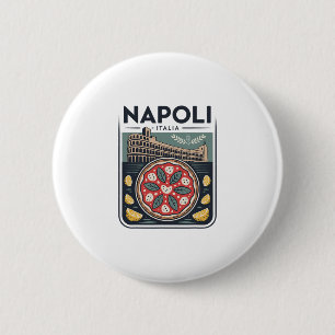 Napoli Italia Souvenir Naples Italy Pizza And Trav 2 Inch Round Button