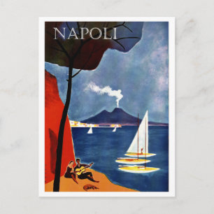 Napoli, Italy, sailing boat by the coast Postcard