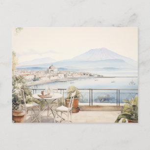 Napoli Serenity: Digital Watercolor Art Prints Postcard