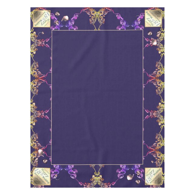 Nappe 18e anniversaire Porcelaine Cat's Eye Blue Centre (Devant)