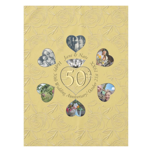 Nappe 50e Diamant 6 Photos de Coeur (Devant)