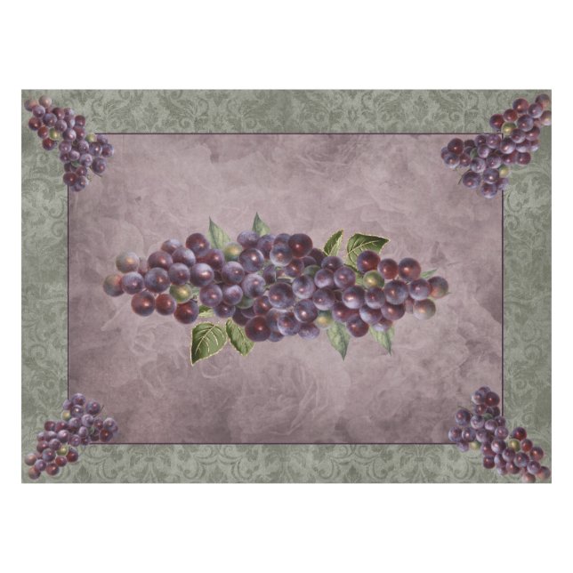 Nappe 52x70 Raisins avec fond floral (Devant (Horizontal))
