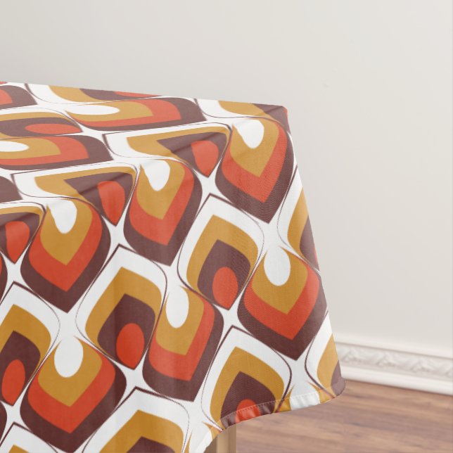 Nappe 70s Bold Retro Modern Motif in Orange & Brown (In Situ)