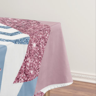 Nappe 80s Abstrait lunaire Dusty Mauve rose et bleu
