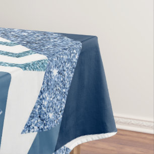Nappe 80s Luxe Abstrait Turquoise et bleu marine
