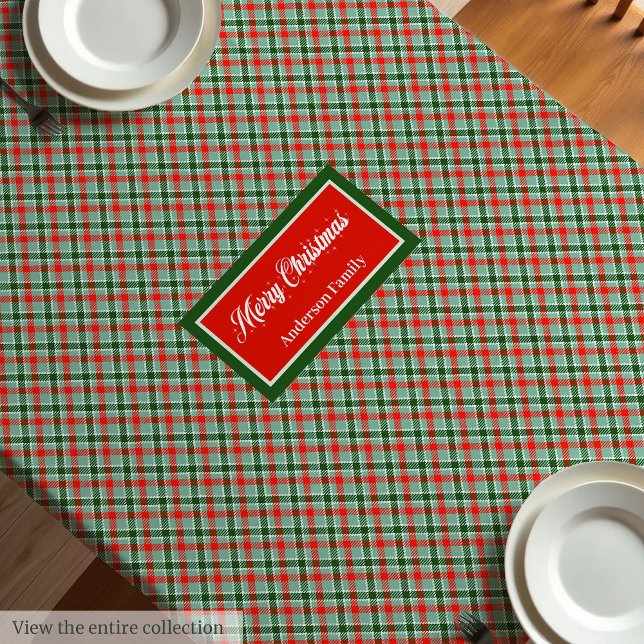 Nappe à carreaux rouge vert Tartan Chic Nom person (Red Green Tartan Tablecloth Chic Custom Name Style)