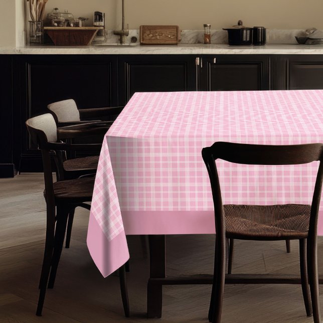 Nappe à chèques rose et blanc pour la salle à mang (Pink and White Check Tablecloth for Dining Room)