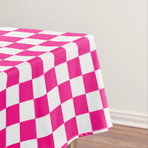 Nappe à damiers carré chaud rose blanc rétro géométrique