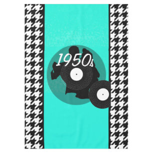 Nappe à damiers vintage turquoise, noir et blanc