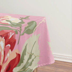 Nappe à impression classique de rose rouge et blan