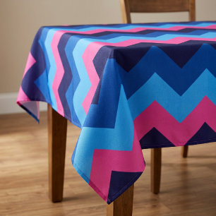 Nappe à motif chevron rose bleu clair grande taill