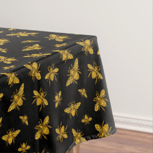 Nappe Abeilles d'or en noir