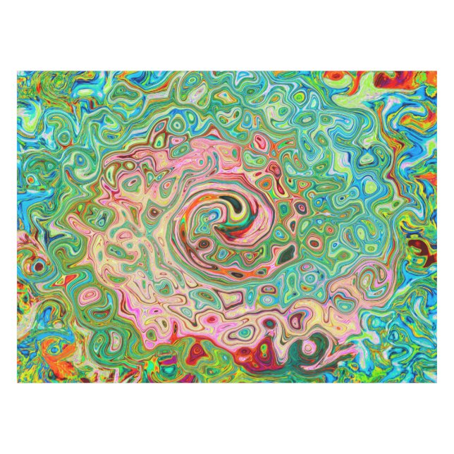 Nappe Abstrait Coloré Rétro Psychedélique Tourbillon Arc (Devant (Horizontal))