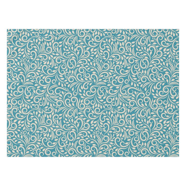 Nappe Abstrait cyan foncé fleuri motif (Devant (Horizontal))