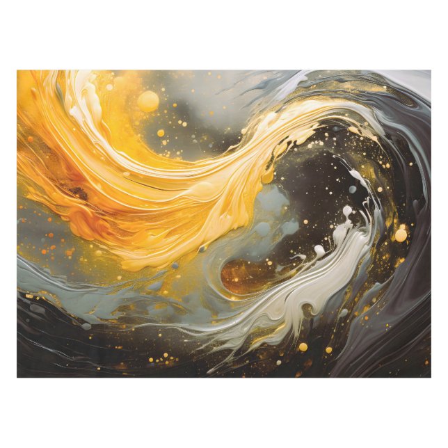 Nappe Abstrait Doré Marbre Moderne Vagues (Devant (Horizontal))