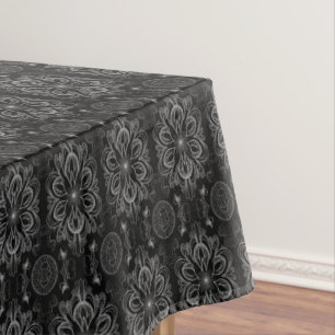 Nappe Abstrait Floral Noir Et Gris