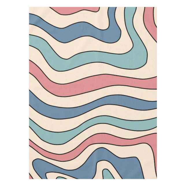 Nappe Abstrait Retro les années 70 marbre Bleu Rouge Sup (Devant)