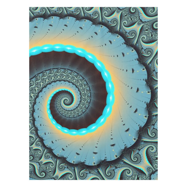 Nappe Abstraite spirale d'art fractal bleu turquoise ora (Devant)